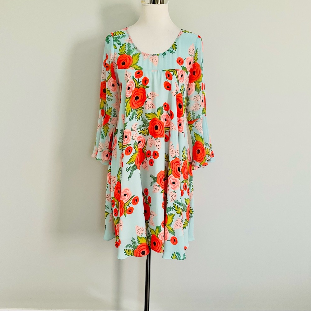 Paper Crown Paper Rifle Anthropologie Fluttered Poppies Blooms Swing Dress Small